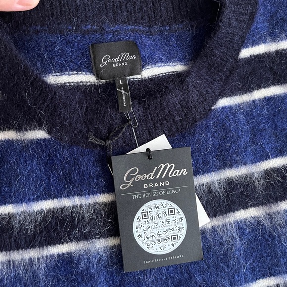 NWT - Good Man Brand Men’s Mohair Wool Blended Striped Sweater - Size L - Picture 5 of 8
